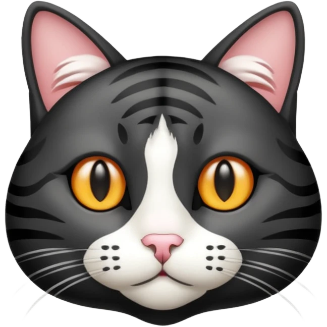Black striped cat white nose emoji