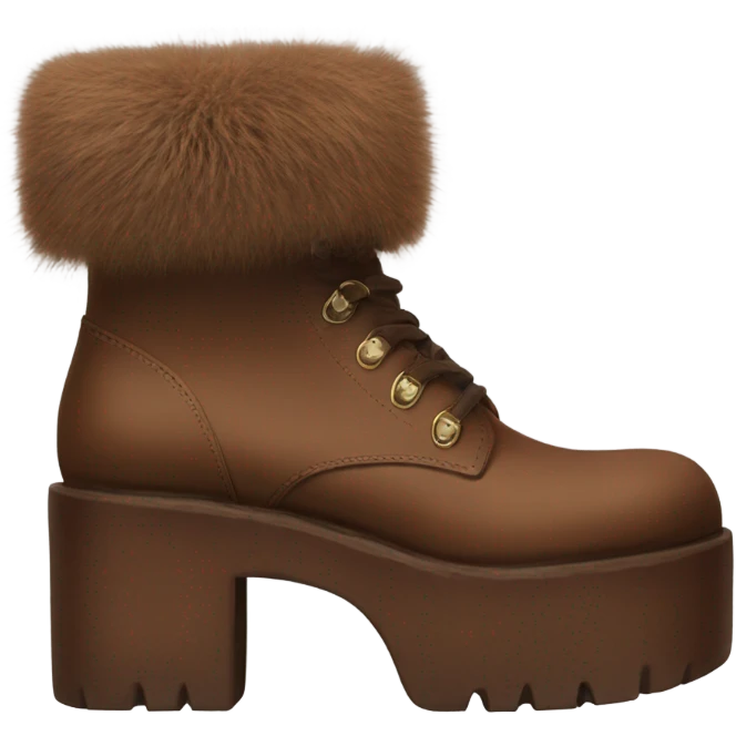 Platform UNIF boots brown fur emoji