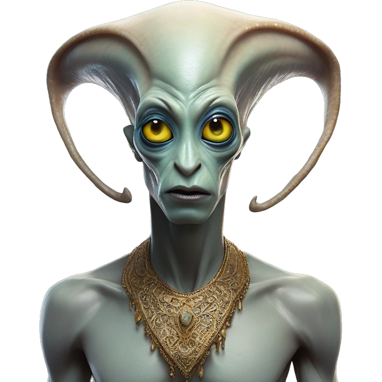 Alien in Aladdin style, oil paint, UFO eyes, intricate lips, exquisite pose, beautiful, desirable, logical, Christian, Arabic emoji