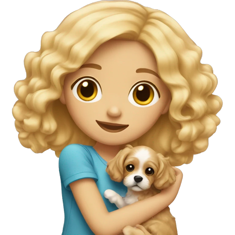 Blonde girl with cavapoo puppy emoji