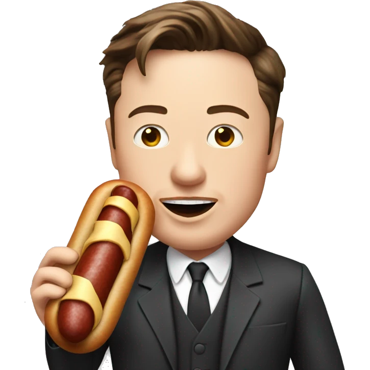 drooling elon musk holding sausage emoji