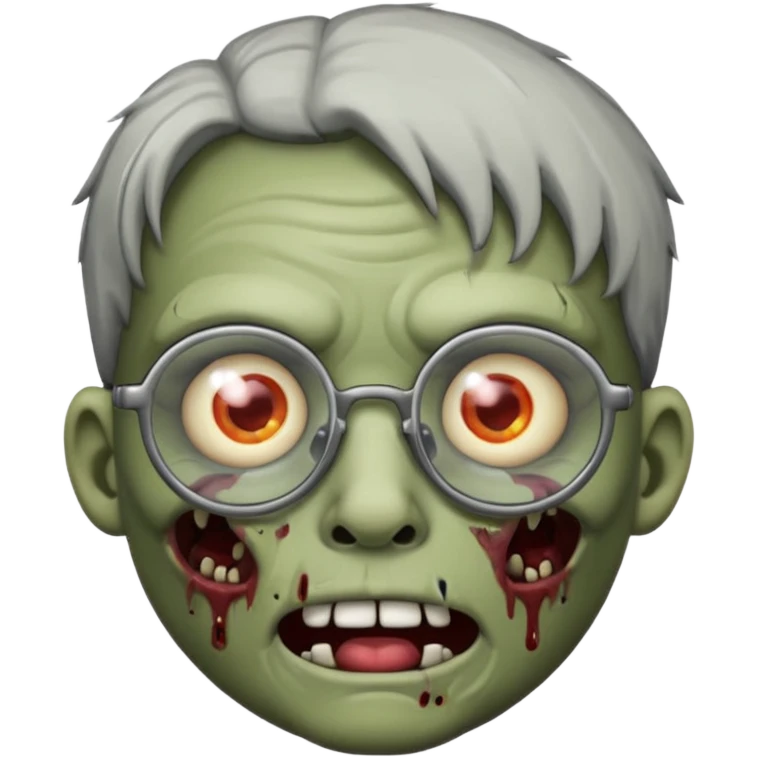make a zombie emoji with a nose piercing and glasses emoji