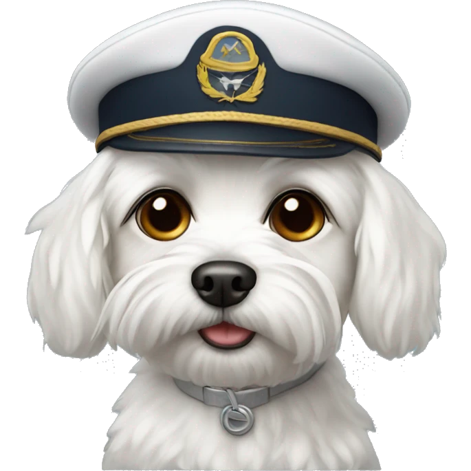 Maltese dog in a pilot cap emoji