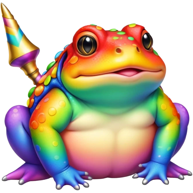 fat round rainbow toad with horn emoji
