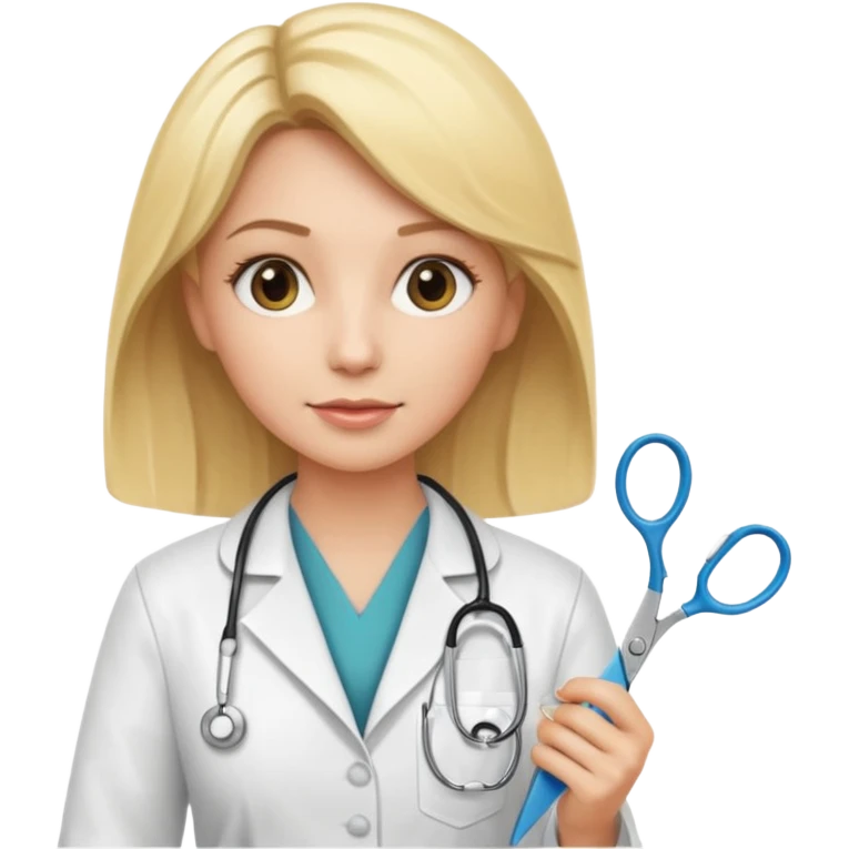 blonde doctor with scissors emoji