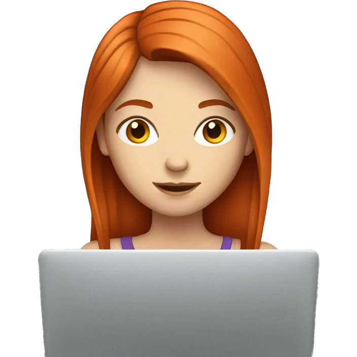 red-haired girl at a laptop emoji