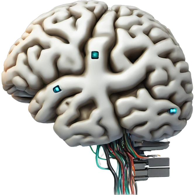 Cyborg brain with circuitry and wires emoji