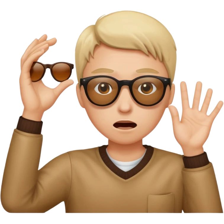 shocked face but using one hand to pull sunglasses off. only half of their eyes will be visible
 shocked face but using one hand to pull sunglasses off. only half of their eyes will be visible emoji