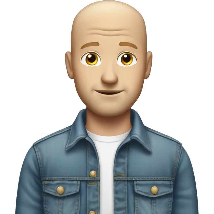 Tall white man with bald spot on the back of his head. Blond hair. Jeans and a construction shirt emoji