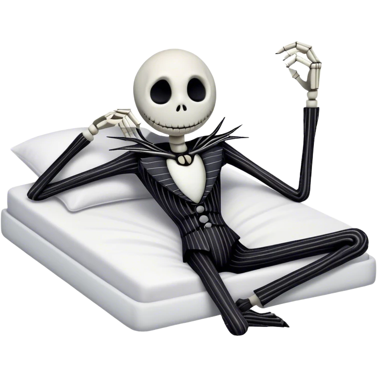 Jack skellington laying on a bed emoji