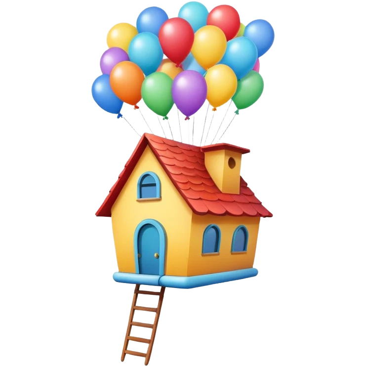 flying house with ballons emoji