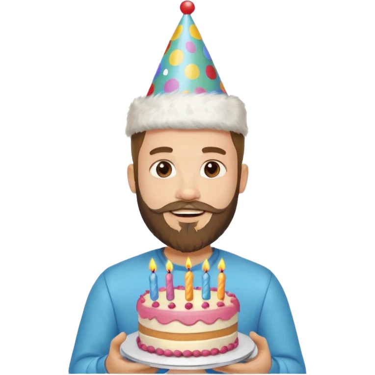 young man with a beard, happy birthday boy emoji