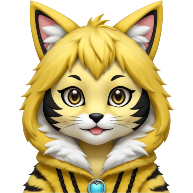 Kawaii adorable big-eyed cute Kemonomimi Nekomimi Japanese Anime Kemono Furry Style -Zeraora-Fursuit-furry-fursona emoji