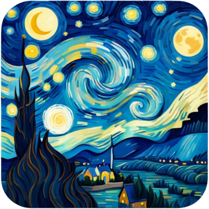 Van Gogh starry night moon emoji
