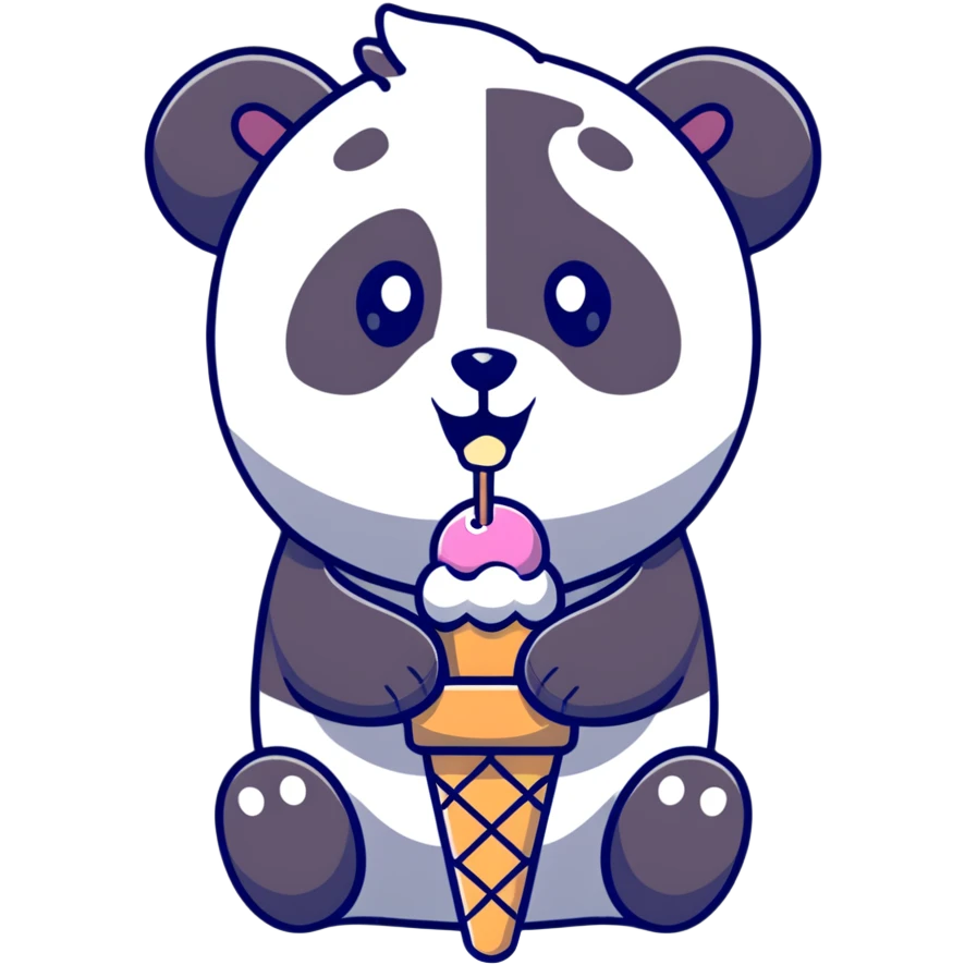 Panda eating ice cream emoji