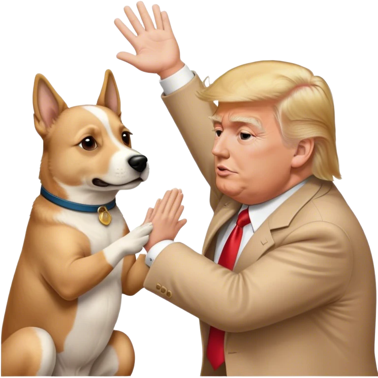 donald trump giving a dog a high five emoji