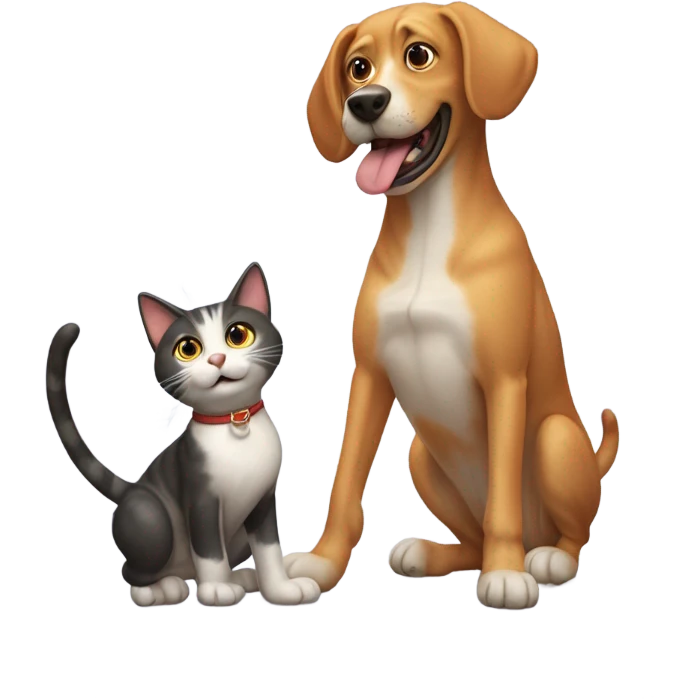 Cat and dog kidding emoji