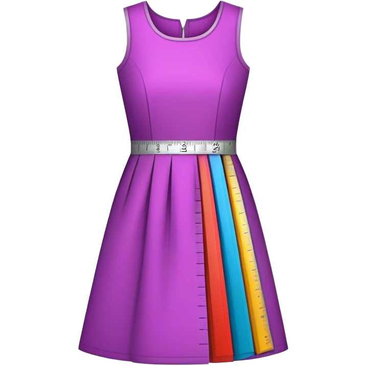 Icon for Fashion Design: a colorful and stylish dress pattern with measurements, a ruler, and a pencil. The icon should represent the creative process of clothing design and pattern drafting. Transparent background. emoji