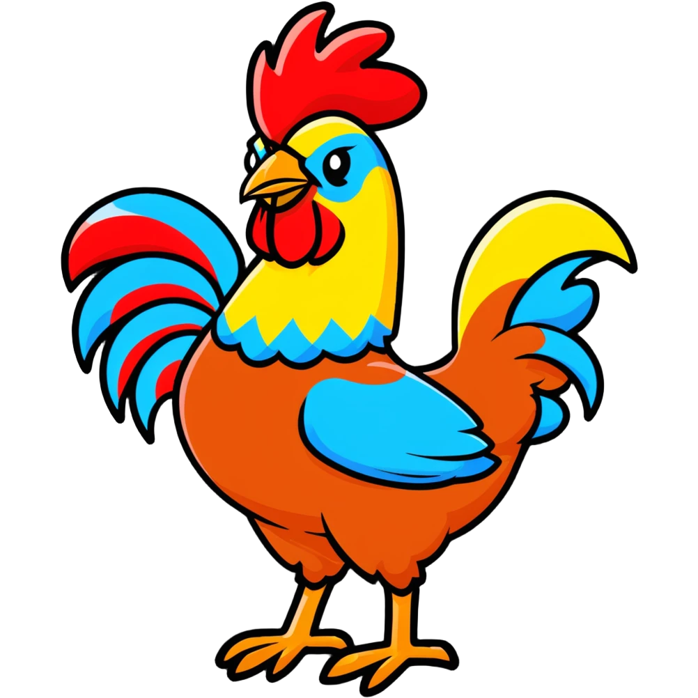 Heihei the rooster from Moana, colorful tropical chicken emoji