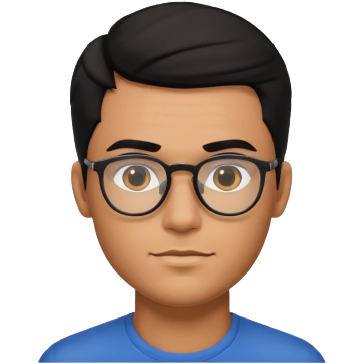 make a guy from portugal that has glasses and has a good jawline and a little masculine and black hair that spreads to the sides and make him gloss emoji