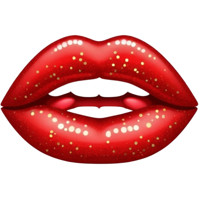 Glittery red lips emoji