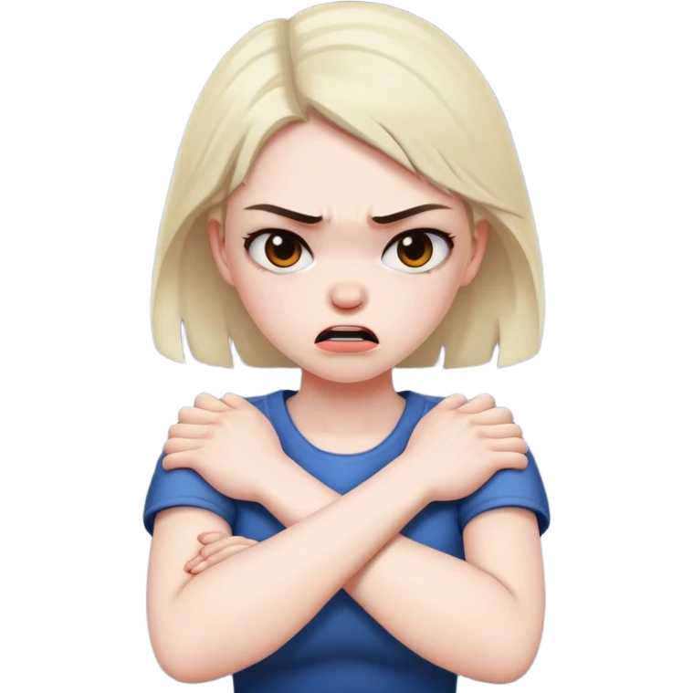 angry girl holding her neck with crossed arms emoji