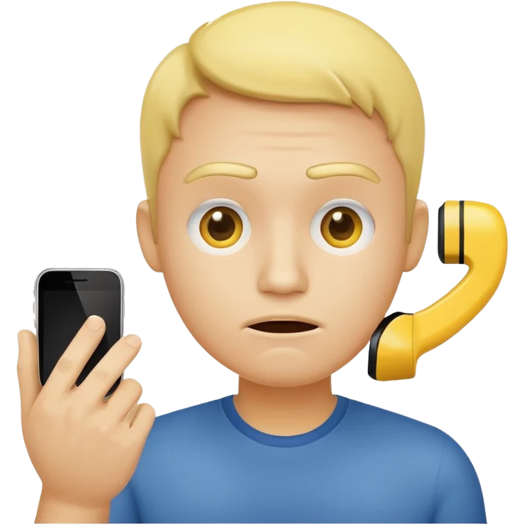 a yellow circle face confused why a hand is showing him a phone emoji