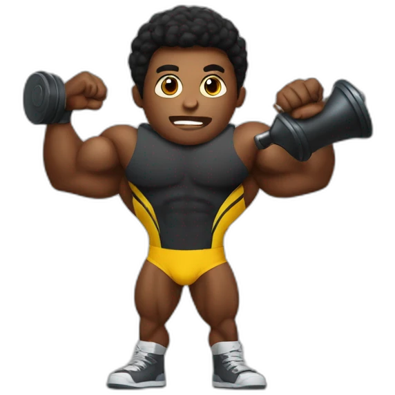 black bodybuilder with megaphone speaking emoji