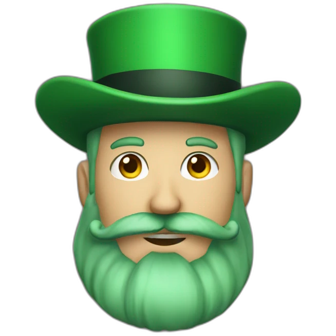 man with green hair green suit and large green top hat goatee beard emoji