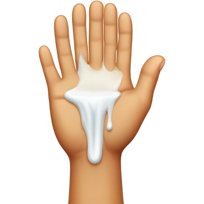 milk dripping directly off palm of hand with 5 fingers tanned emoji