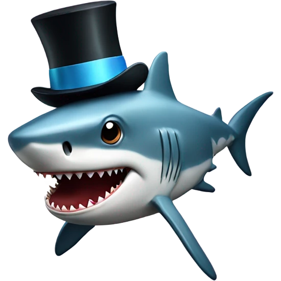 Shark with a top hat emoji
