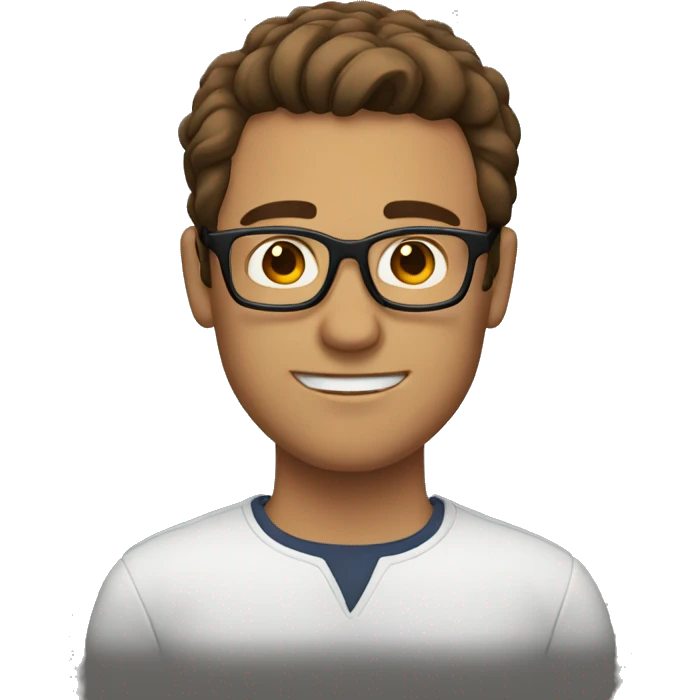 man with brown hair and glasses emoji