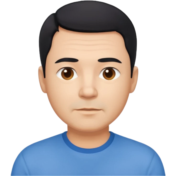 middle aged man, short black hair, wearing a blue shirt, gentle expression emoji emoji
