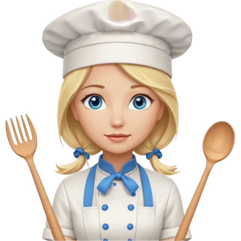 Sexy Long Blonde hair blue eyed female chef emoji