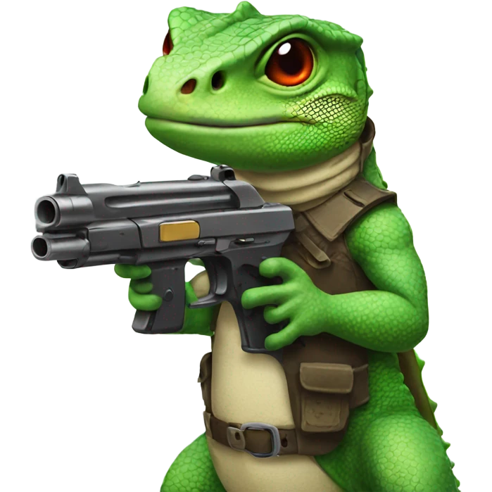 lizard with gun emoji
