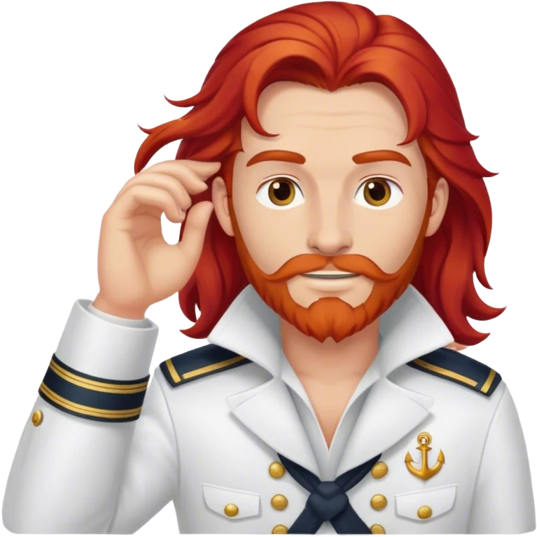 a male boat captain with long red hair no beard or mustache emoji