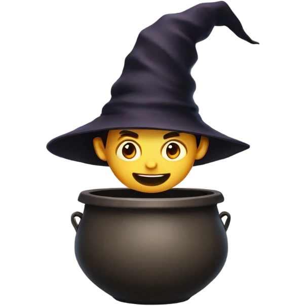 Guy in a witches giant pot emoji
