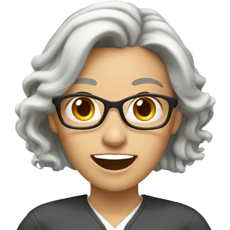 White, female Teacher with gray and blonde hair going crazy  emoji