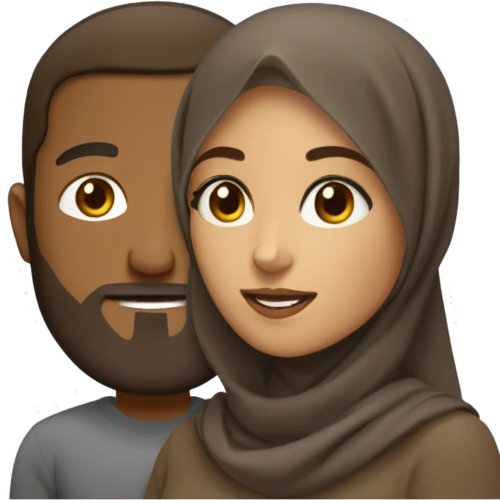 Brown Man with beard and brown hijabi girl emoji