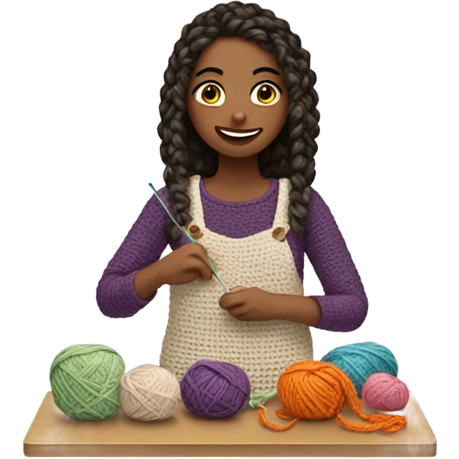Girl crocheting  emoji