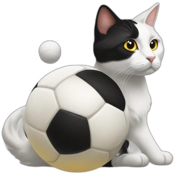 Gata-blanca-negra-amarilla-pelota emoji