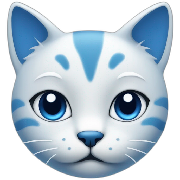 Blue simplistic sketch of a cute cat face emoji