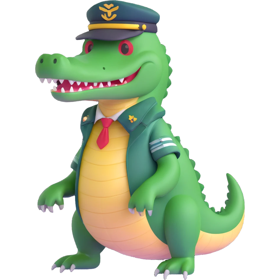 crocodile with pilot hat emoji