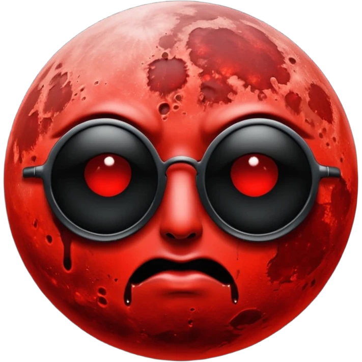 Blood moon without eyes mouth or nose. No white. Bloody red and black shades. Same real moon with blood red emoji