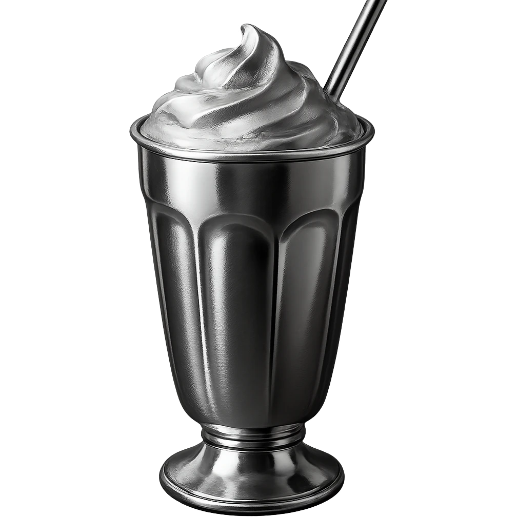 chocolate milkshake, shiny metallic look emoji