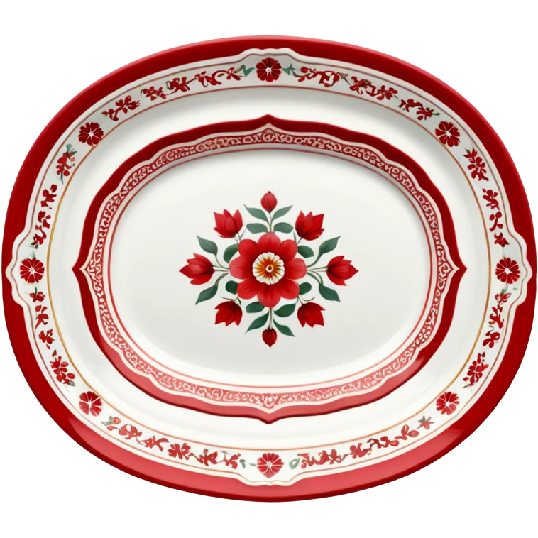 antique porcelain white and red platter  emoji