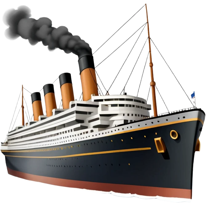 Illustrate the Titanic in daylight, showing its massive decks, smokestacks & grandeur. emoji
