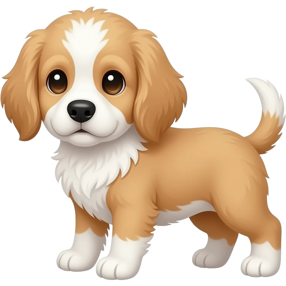 Creamy Cockapoo puppy white chest white feet white tip to tail emoji