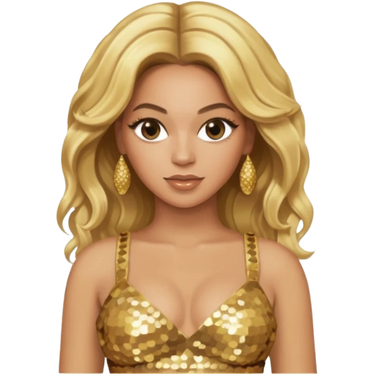 Beyonce with blonde hair, gold sequin crop top  emoji