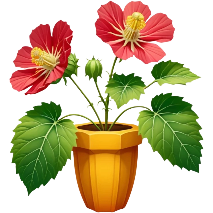Hyperrealistic, detailed, colorful, isolated Abutilon in full bloom, 4k hd professional quailty, 300 dpi, 2800x2800 pixels, no emoji icons, no emoji faces, still life emoji